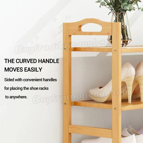 3-5 Tiers Layers Bamboo Shoe Rack Storage Organizer Wooden Shelf Stand Shelves - Picture 6 of 13
