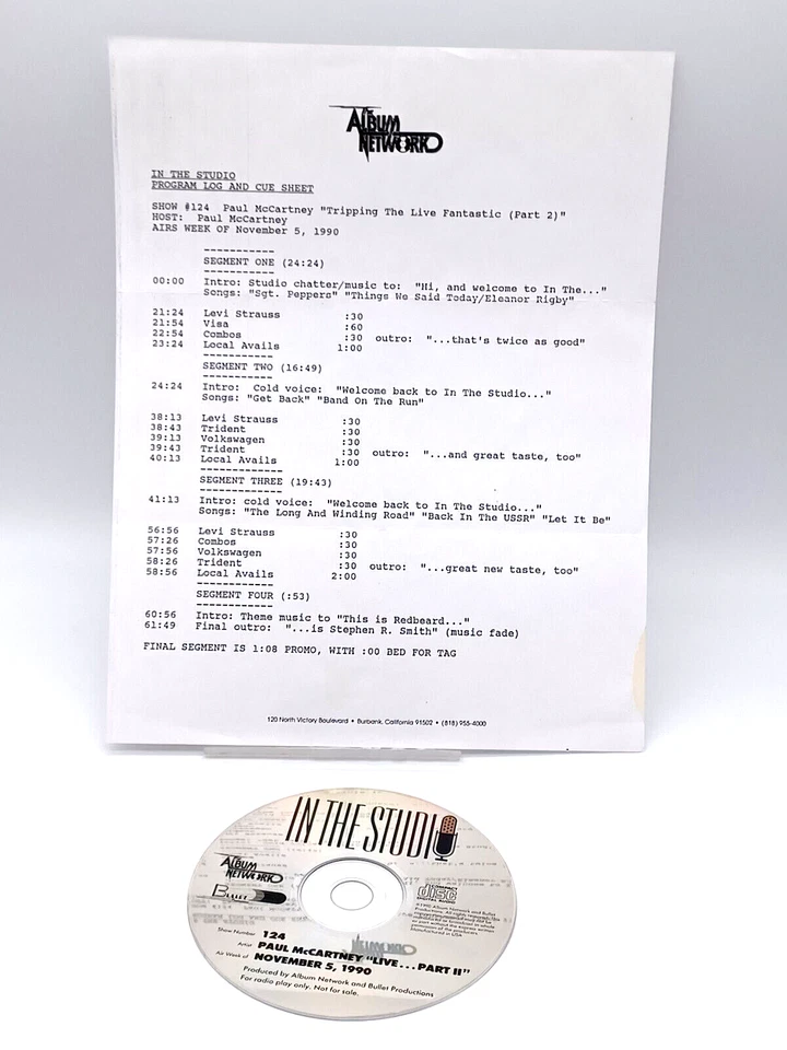 Paul McCartney - In The Studio - Show 124 - rare CD Radioshow (USA)