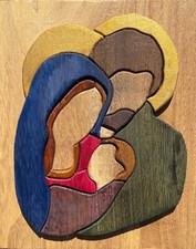 Icone Icona Sacra Famiglia su Legno Arte Sacra Quadro #