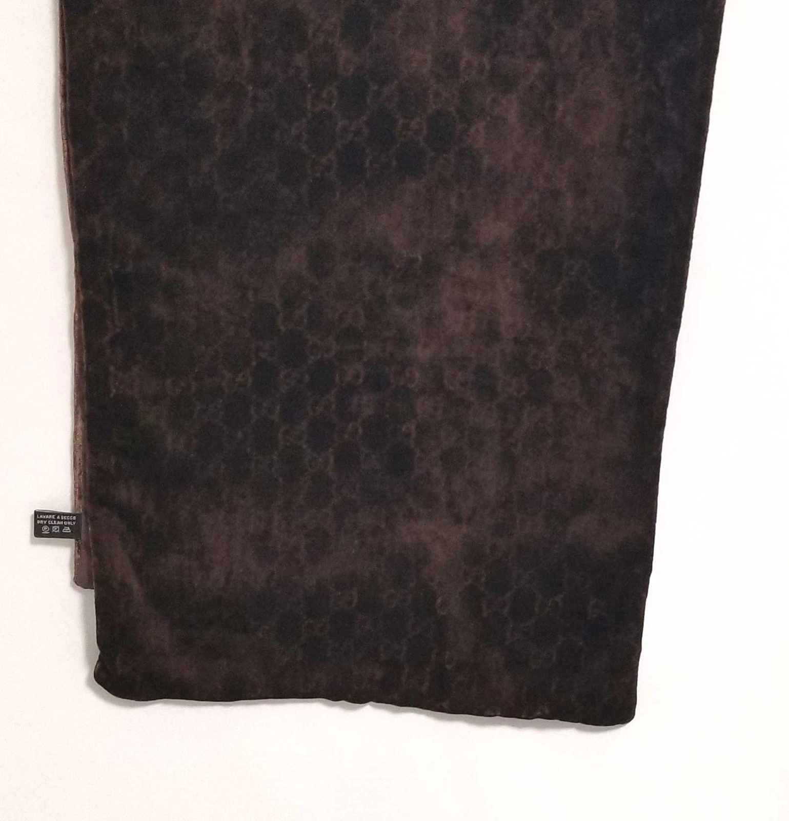 Authentique écharpe Gucci stand motif GG velours marron rayonne écharpe soie GUCCI