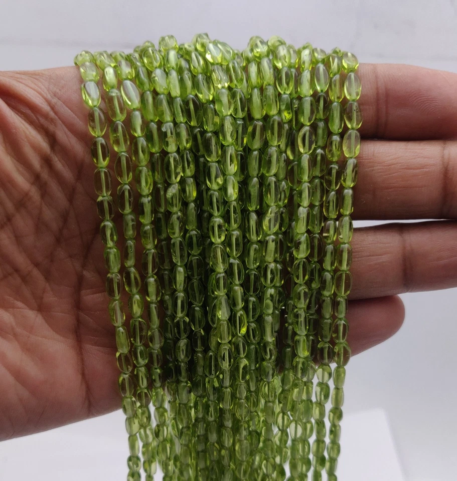 Natural Peridot Oval Smooth Beads Strand 14 Inch 37 CT 4*6-4*7 MM - Image 3 of 4