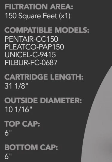 C-9415 Pool Filter PLF150A, CC150, CCRP150, PAP150, FC-0687,   1-Pack  NEW - Image 2 of 3