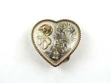 VTG Etched Heart Shape Country Western Cowgirl Montana Silversmiths Belt Buckle