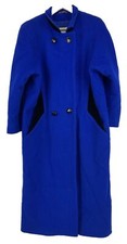 Rare Michelle Stuart Women’s Coat 100% Pure Virgin Wool Blue & Black Sz 6
