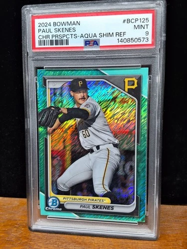 2024 Bowman Paul Skenes Chrome Prosepects Aqua Shimmer Refractor /125 PSA 9