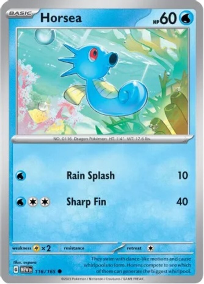 Horsea - 116/165 - Common (Near Mint) Scarlet & Violet - 151 - Water Pokémon