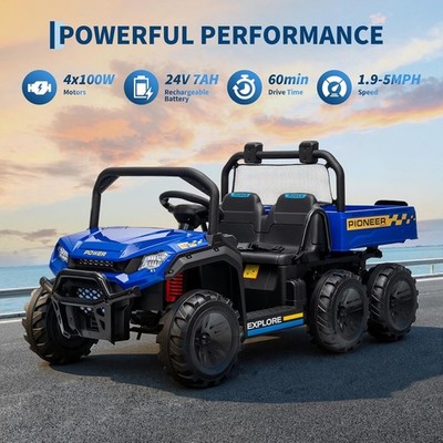 24V 4WD All-Terrain Kids Electric Ride-on Dump Truck 2-Seater with Remote Contro