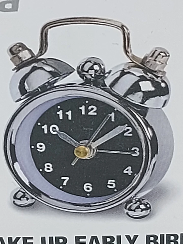 Wecker Nostalgie Mini 4 cm Analog Manuell Chrom Alarm Clock Rosa/Schwarz H1 - Bild 2 von 4