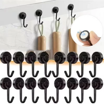 Magnethaken Magnetaufhänger 180° Neodym Magnet Haken Küche Camping 16mm 4-10pcs - Bild 1 von 4