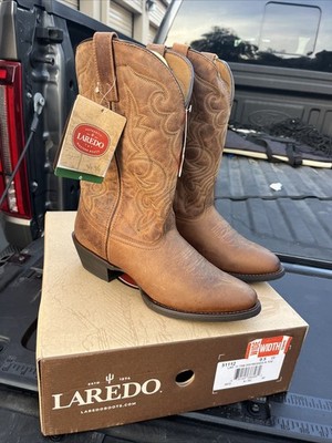 Laredo Maddie Tan Leather Round Toe Western Cowgirl Boots USA Size 9.5 W