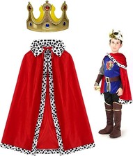 Kids King Costume with Cape and Crown Halloween World Book Day Cosplay Party