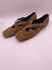 Vince Womens Cici  Elmwood Suede Mary Jane Flat Sz 11