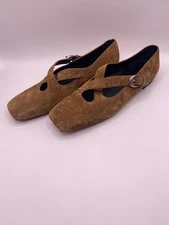 Vince Womens Cici  Elmwood Suede Mary Jane Flat Sz 11