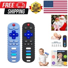 Baby Teething Toys, 2 Pcs TV Remote Teether for Babies, Food Grade Teething R...