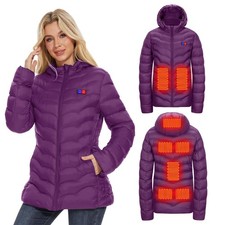 Womens Heated Jacket with 10000mAh Battery Pack, Dual Control Button Heated C...