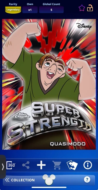 DIGITAL TOPPS DISNEY Quasimodo CHROME LEGENDARY L/E RED SUPER STRENGTH /5 Read