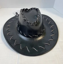 Adult Light-Up Black Faux Leather Cowboy Hat
