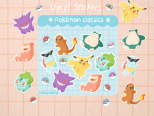 Super cute Pokemon sticker sheet. 7 character stickers and 6 pokeball stickers