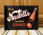 Nesbitts Orange Soda Flange Sign 2 Sided Bottle Vintage Style Wall Decor