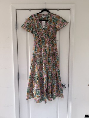 NWT J.CREW Liberty of London Faux Wrap Mini Floral Walk Tiered Dress Size 4