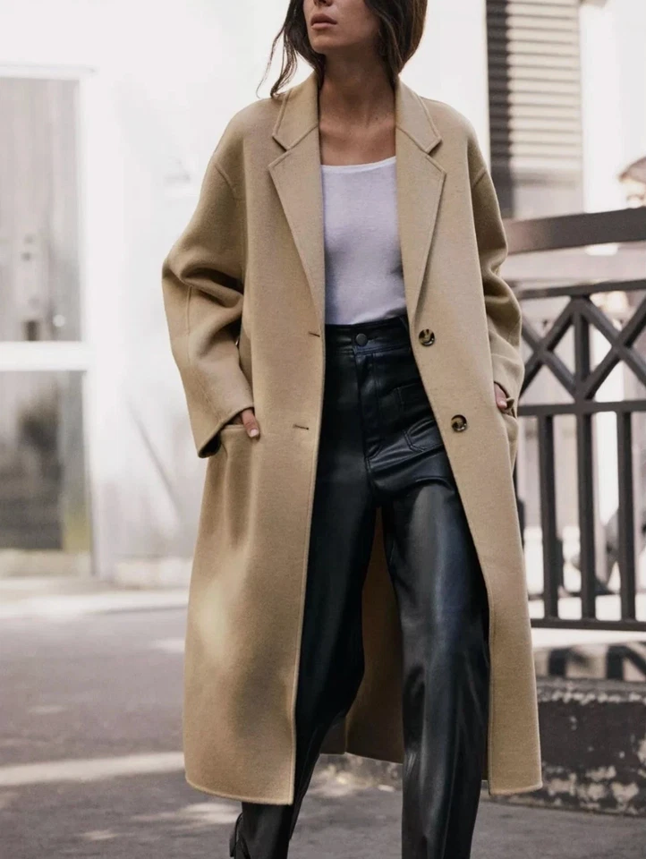 Zara ZW Collection Double-Faced Wool Blend Coat Camel SIZE M-L 7522/247 New - Image 2 of 4