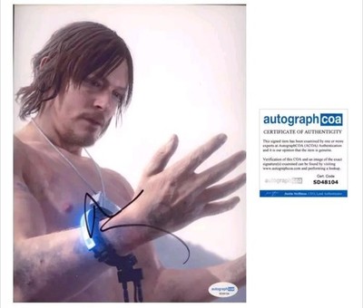 NORMAN REEDUS DEATH STRANDING SIGNED PHOTO COA AUTHENTIC