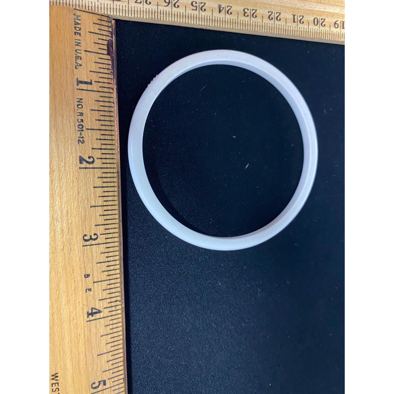 White Beaded Bracelet Bangle Round Solid Simple F… - image 1