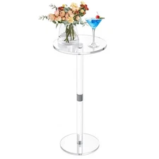 9.8" Round Clear Acrylic End Table - Modern Small Space Side Table for Living...