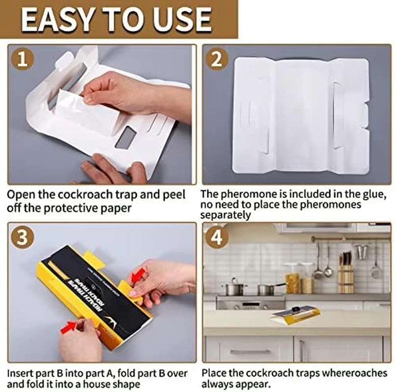 20 Pack Roach Traps – Indoor Glue Traps, Child & Pet Safe, Long-Lasting Bait New image 3