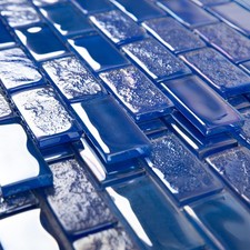 Blue Glass Mosaic Tile Backsplash 12 x 12 Inch for Swimming Pool Kitchen Bath...