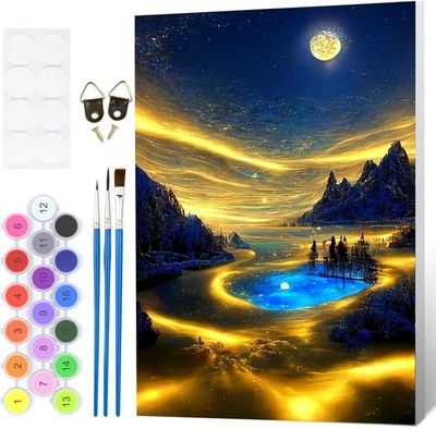 Fumupe Landschaft Malen Nach Zahlen Erwachsene mit Rahmen, Malen Nach Zahlen
