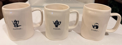 Rae Dunn Artisan Collection by Magenta Coffee Cocoa Cider Set of 3 Mugs