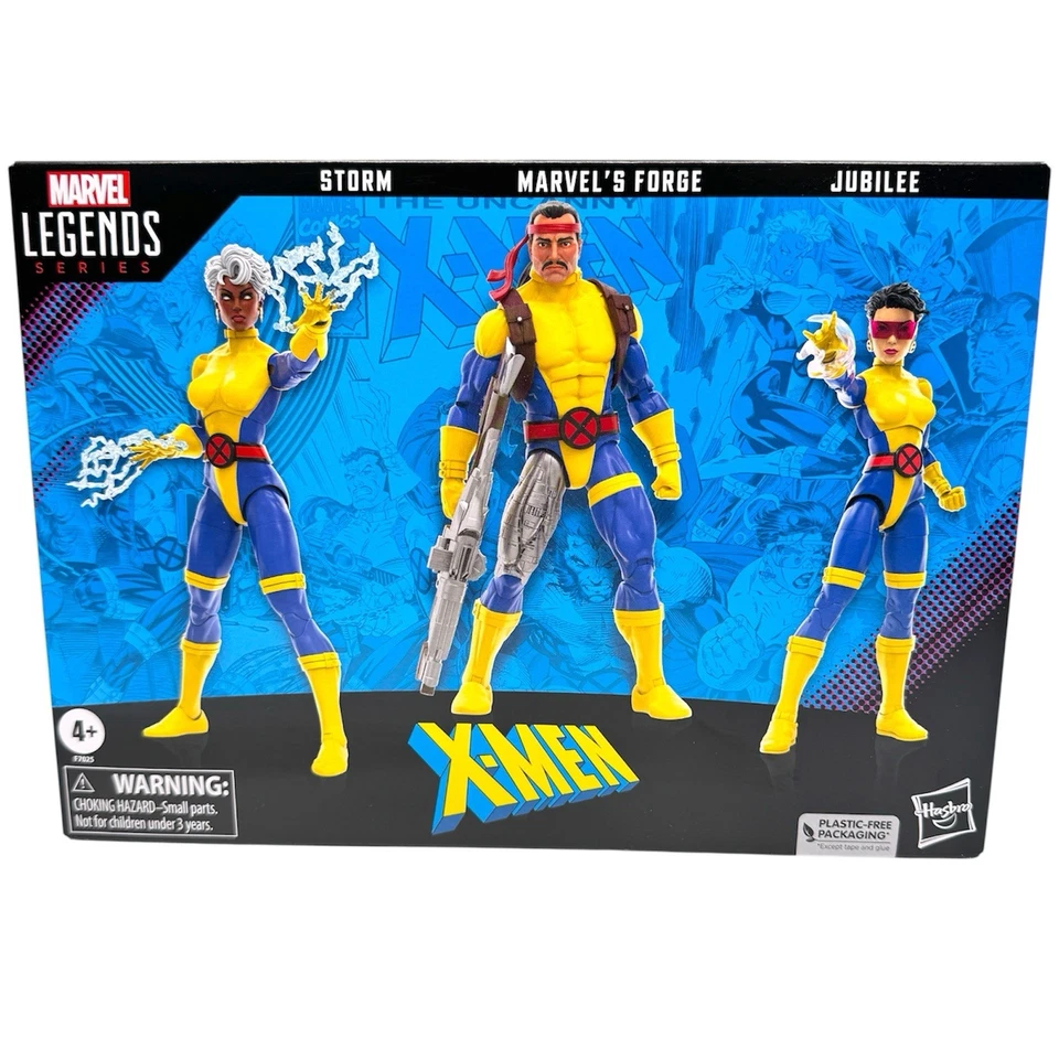 Paquete de 3 figuras de acción Marvel Legends X-Men 60 aniversario Forge Storm Jubilee Foto 2 de 4