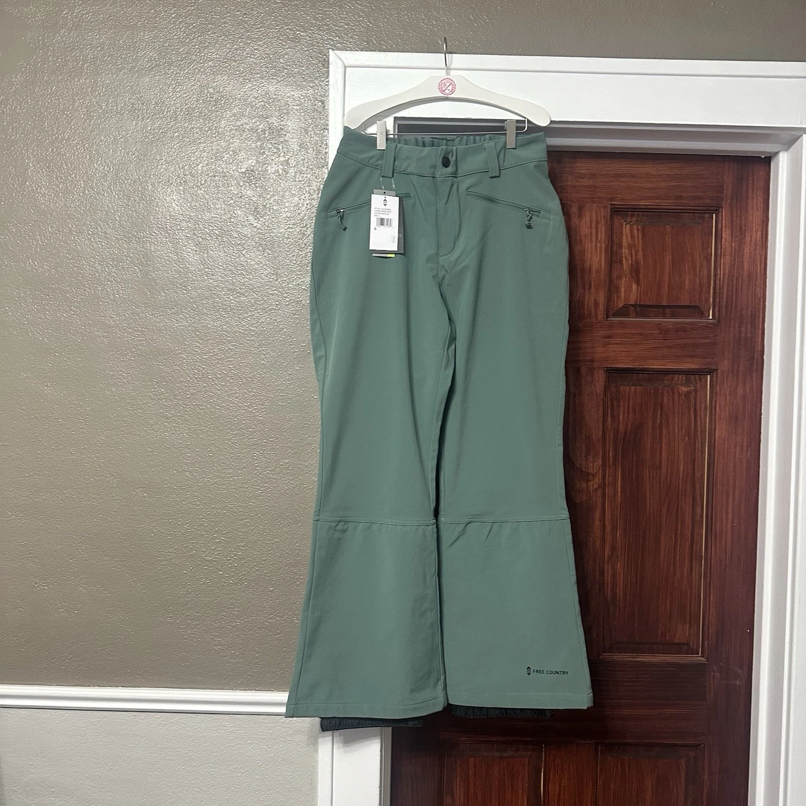 Free Country Snow Pants Women’s Large Bay Leaf Green Fleece Lined Ski Snowboard
