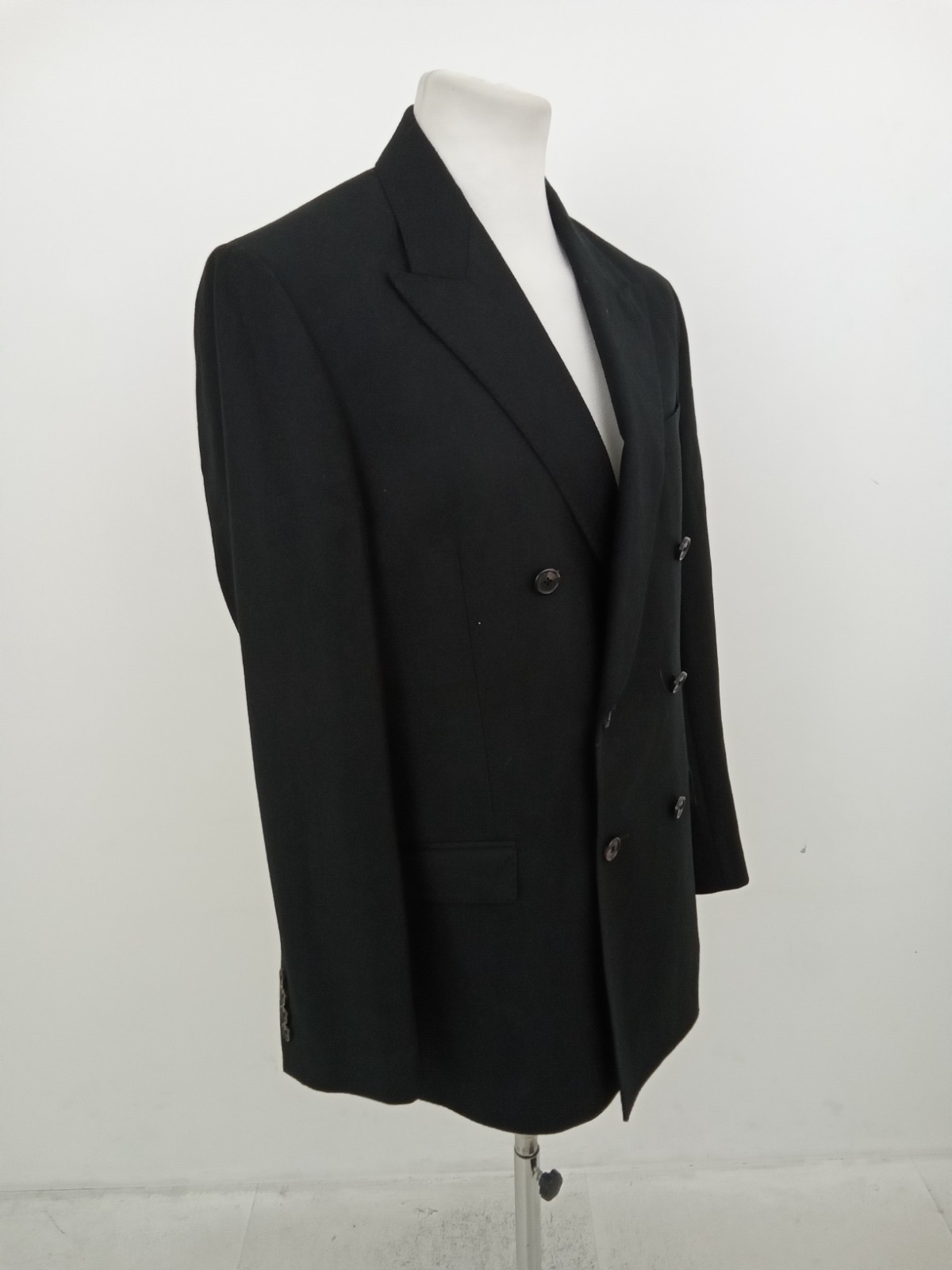 Jaeger Men's Jacket Size 40" Black Double Breasted Tailored Peak Lapel Wool New image 2