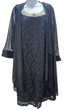 R&M Richards 2 Pc Dress & Jacket Sequin/Pearl/Lace/Wedding/Party Sz. 16W