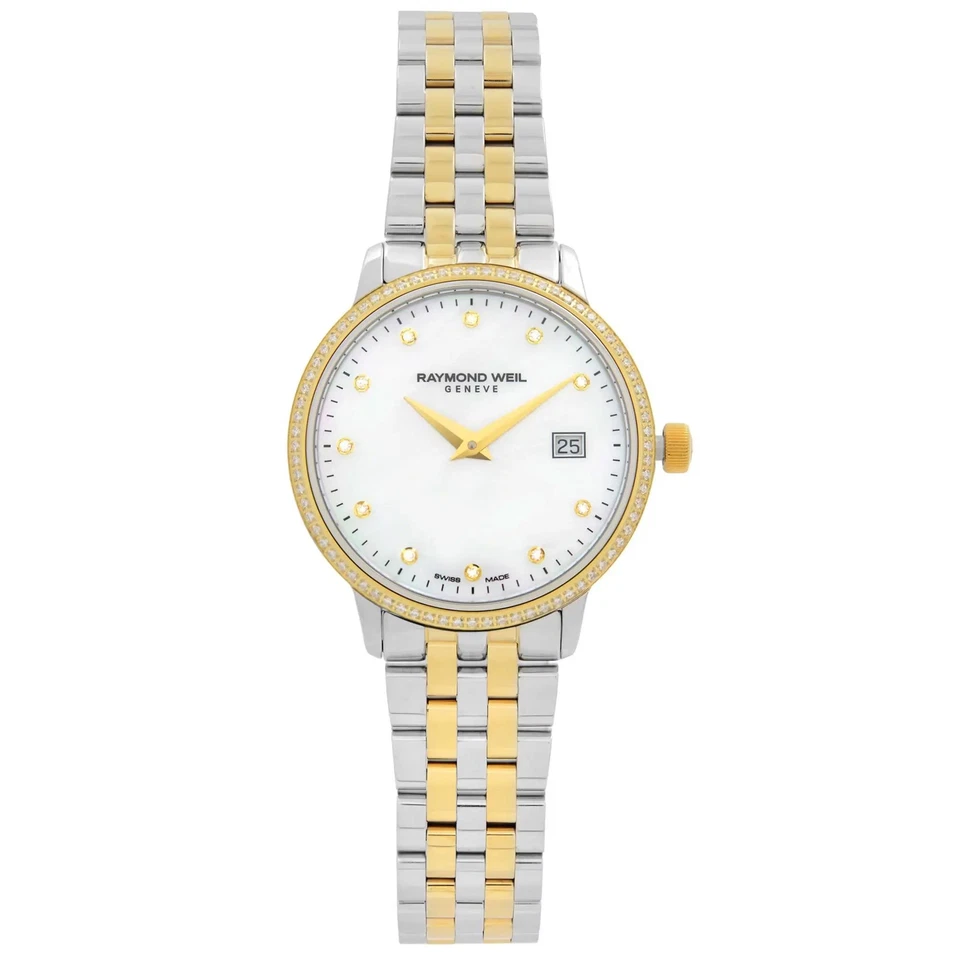 Raymond Weil Toccata Two-Tone Diamond MOP Dial Quartz Watch 5988-SPS-97081