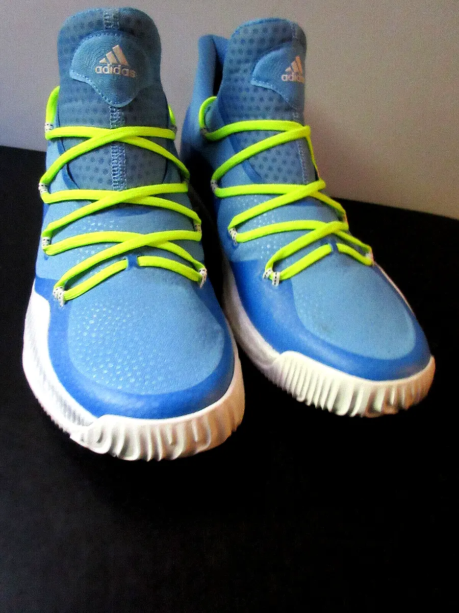 13.5~RARE Adidas Explosive BasketBall Sneakers Blue/Volt Size 13.5, NEW |