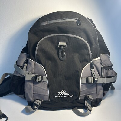 High Sierra Backpack Padded Gray Black Suspension Strap System Hiking  Camping