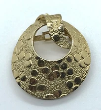 Vintage Goldtone Textured 1 3/4" Scarf Clip Pin Brooch Signed Arts