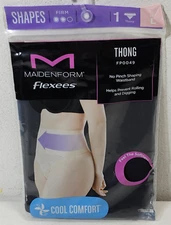 Maidenform Flexees Women's Lace Shaping Thong Size Large Black NEW