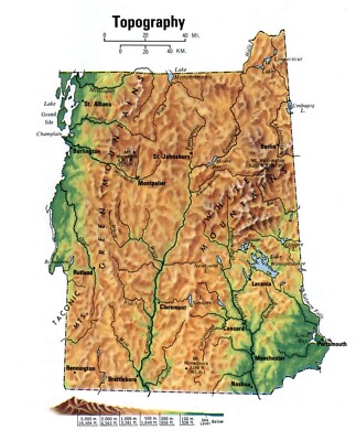 VERMONT VT TOPOGRAPHY MAP GLOSSY POSTER PICTURE PHOTO PRINT BANNER 10310