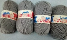 (NWT) Lot of 4 Skeins Vtg LECHAT 100% Acrylic Yarn Light Grey #77 Made in France