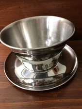 Stainless Steel Sauce or Chip or Serving Bowl With Attached Underplate 
