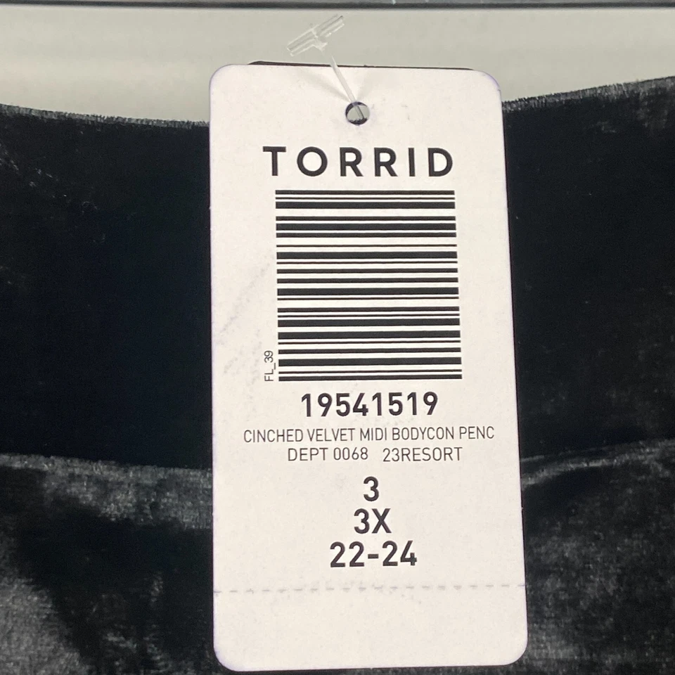 Falda lápiz midi ceñida al cuerpo de terciopelo tórrido talla 3X negra elástica Foto 4 de 4