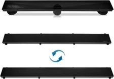 NEODRAIN 48" 48 inch BLACK LINEAR SHOWER DRAIN 2 IN 1 FLAT & TILE INSERT COVER