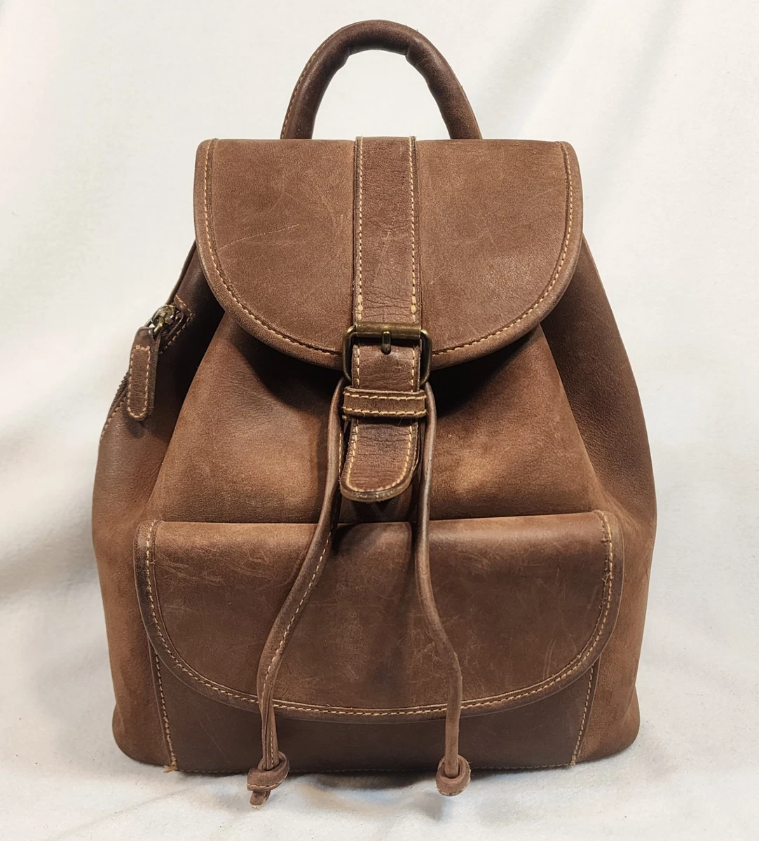 Vintage Bass Backpack Purse Zipper strap Leather G. H. BASS & Co. Vintage Authentic Black Leather Rugged  main image 3