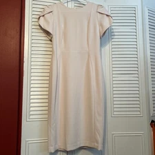 Calvin Klein Dress Tulip Sleeve Pink 6 sheath stretch knit polyester womens