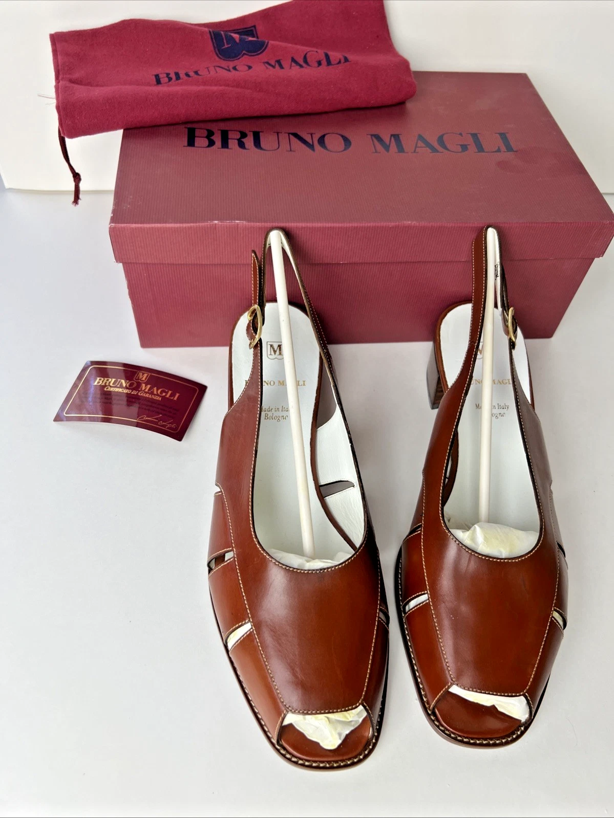 NEW Bruno Magli Leather Peep Toe Slingback Mules Shoes Womens Sz 9 C Italian