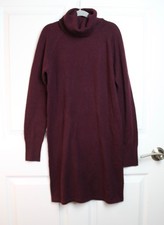 Quince 100% Mongolian Cashmere Turtleneck Sweater Dress Burgundy Red Size XS